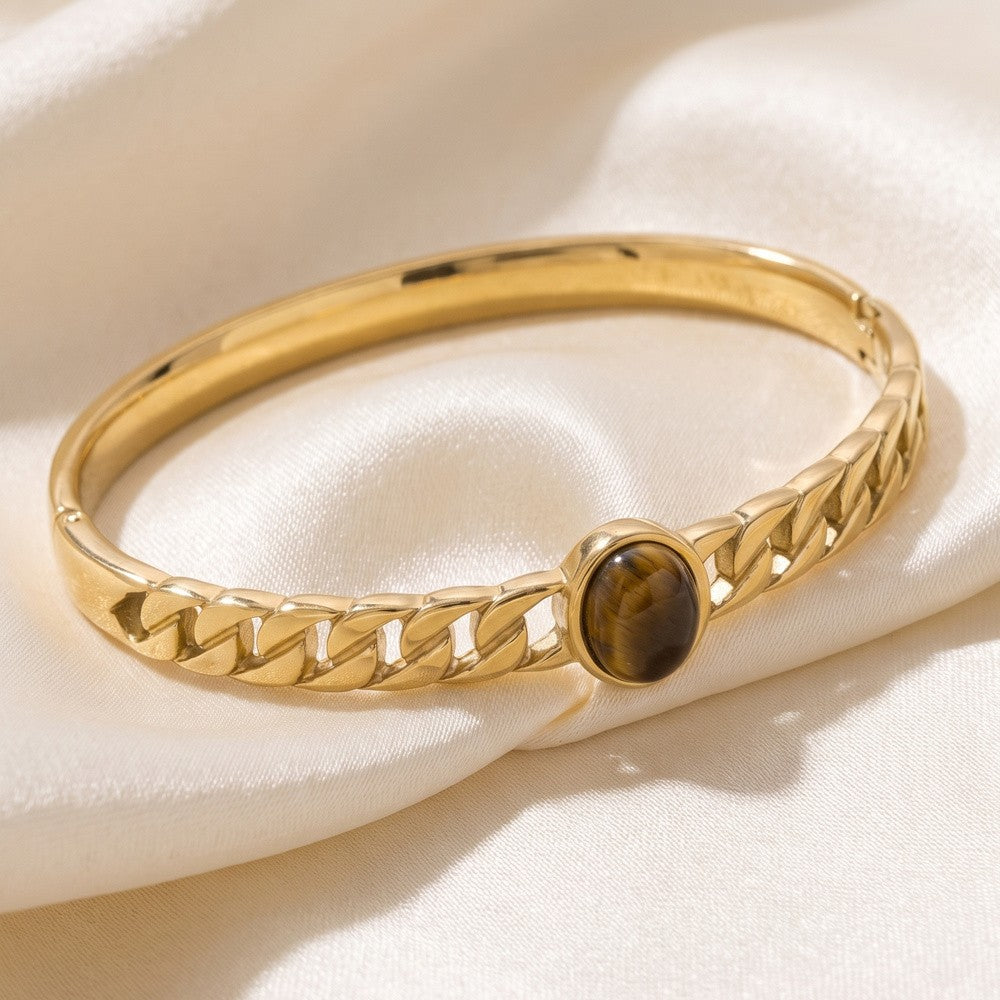 Tiger Eye Curb Chain Cuff