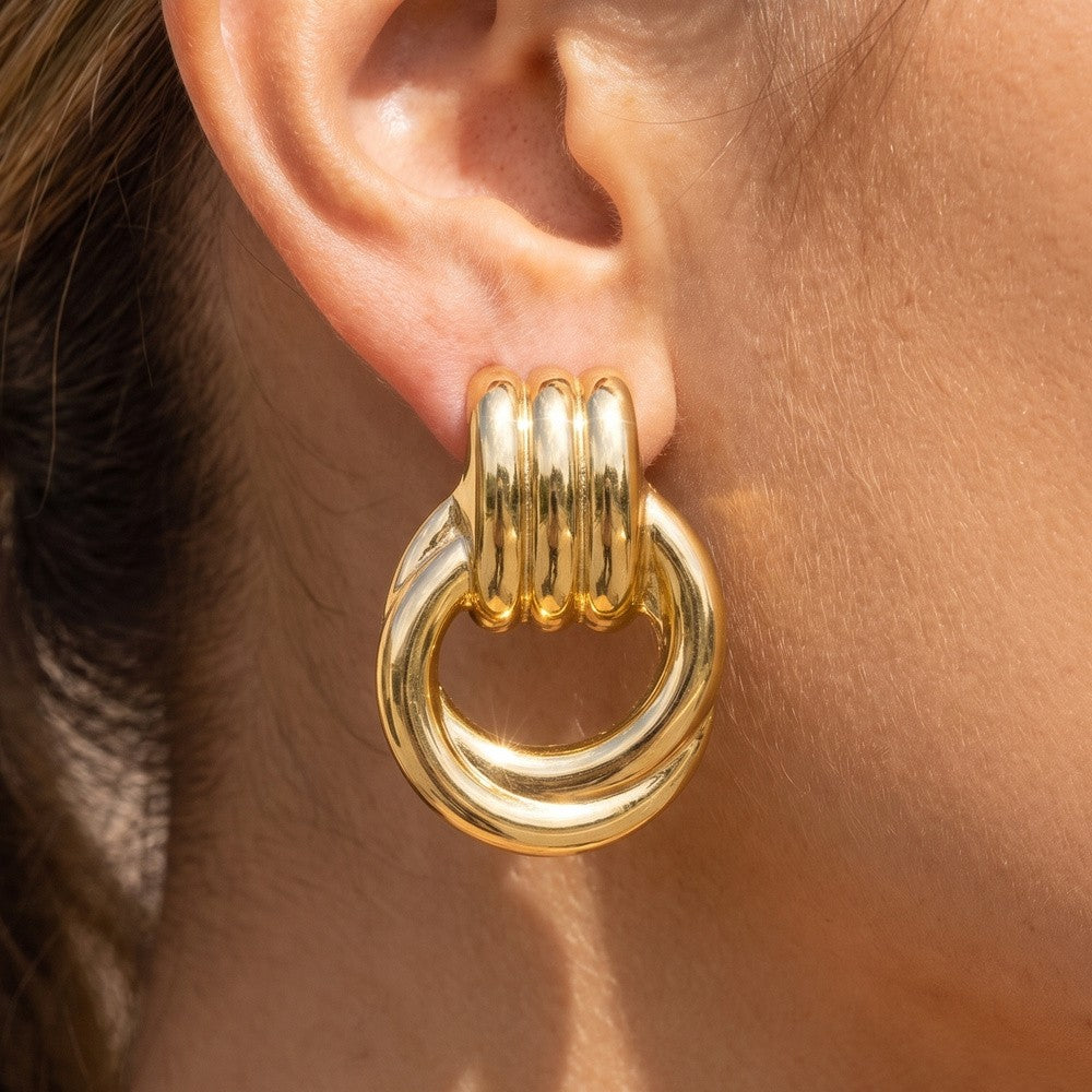 Gold Door Knocker Earrings
