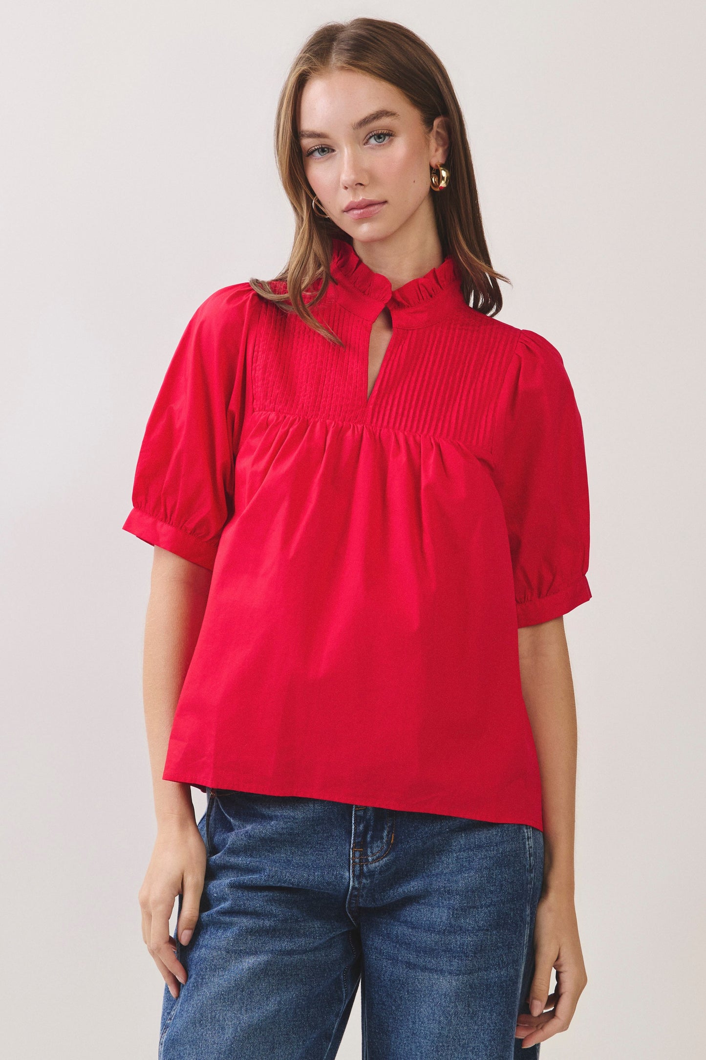 Lolli Red Collared Blouse