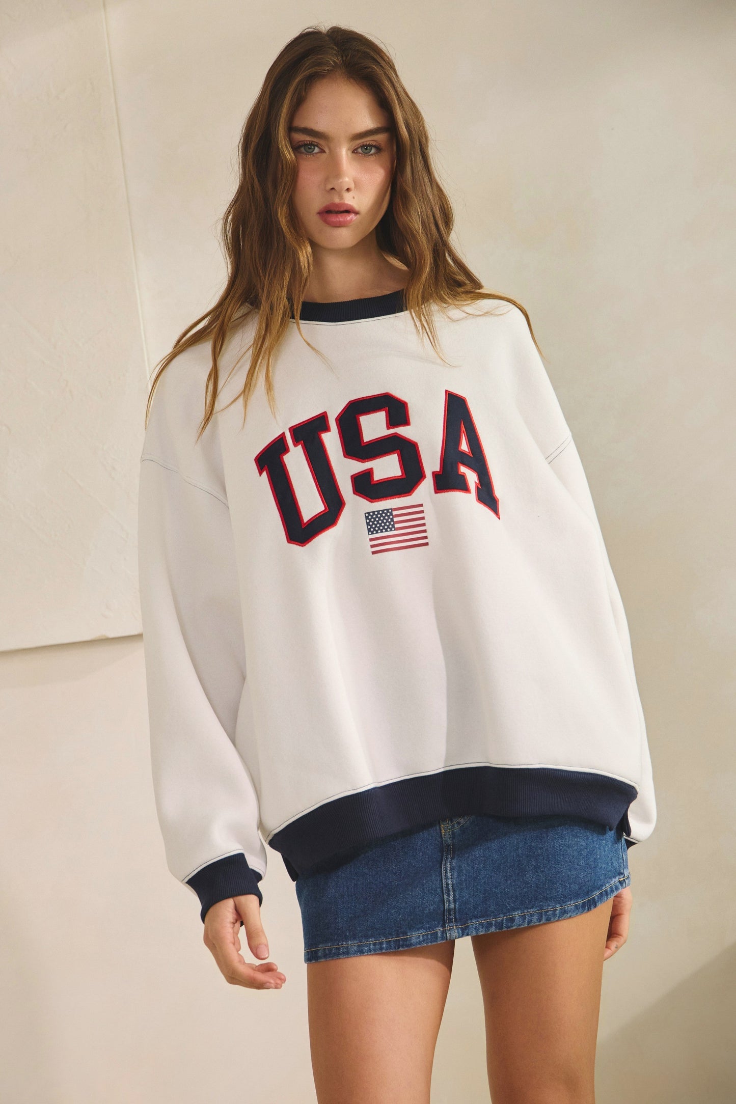 USA Patriotic Oversized Sweatshirt - Clothe Boutique
