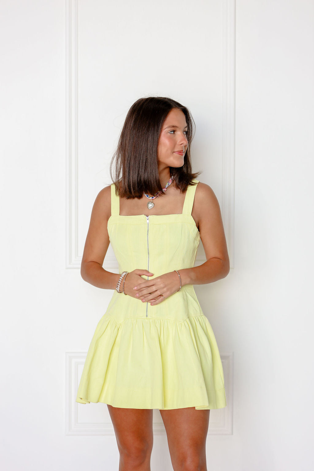 Drop Waist Denim Dress Lemon