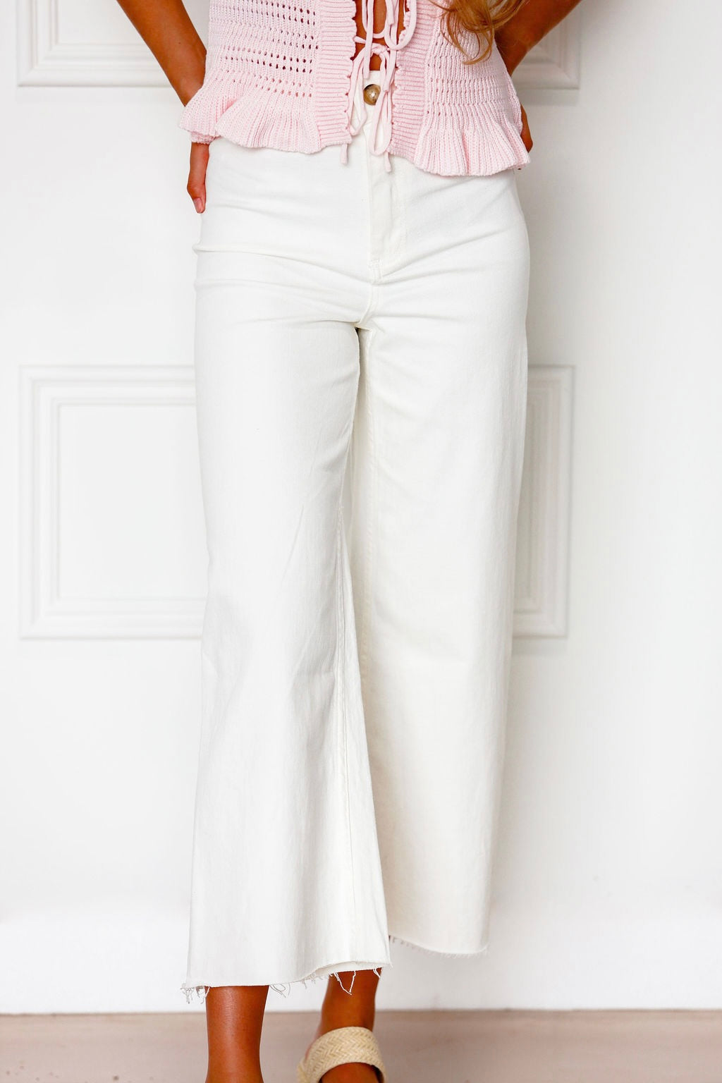Marine White Straight Leg Pants