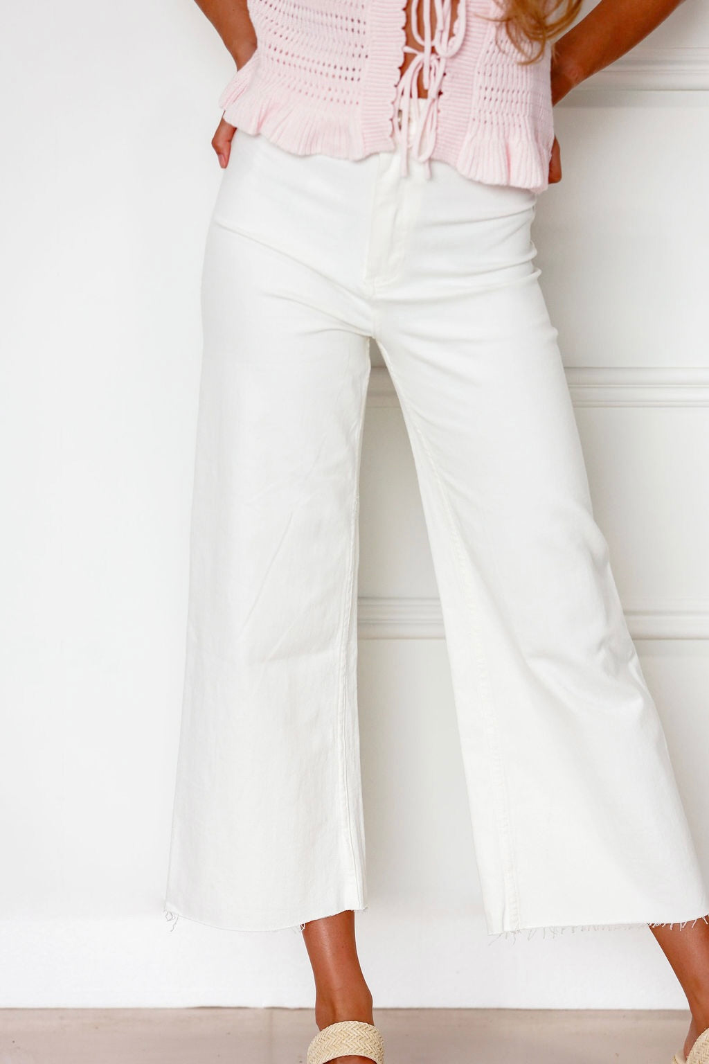 Marine White Straight Leg Pants