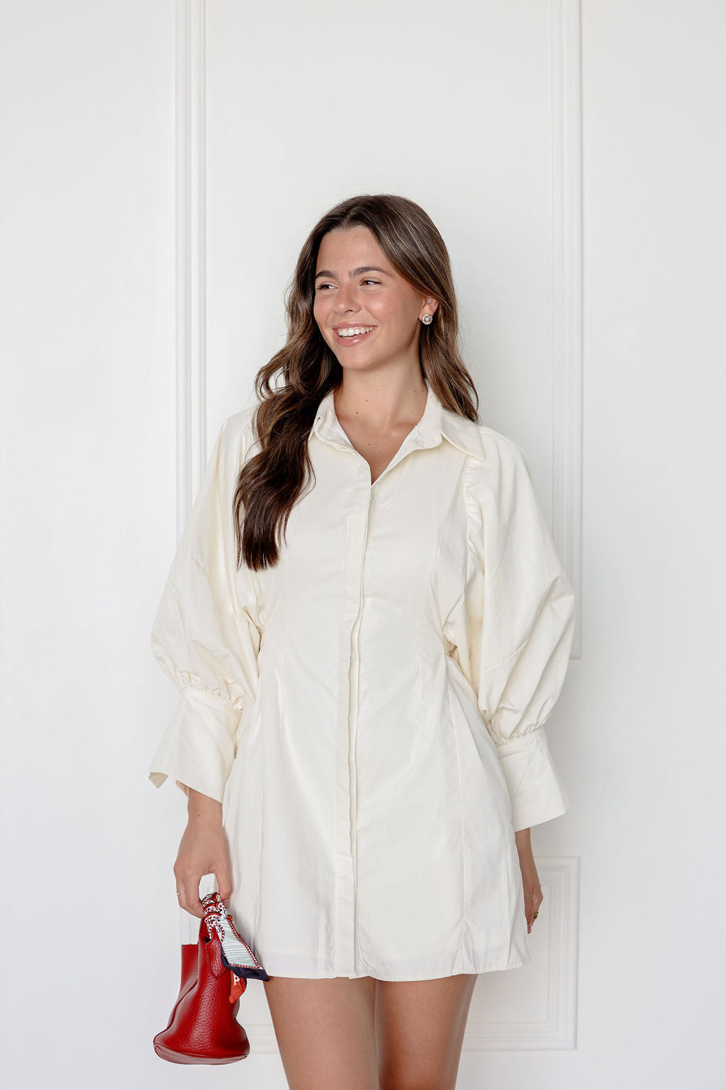Big Sleeve Shirt Dress Cream