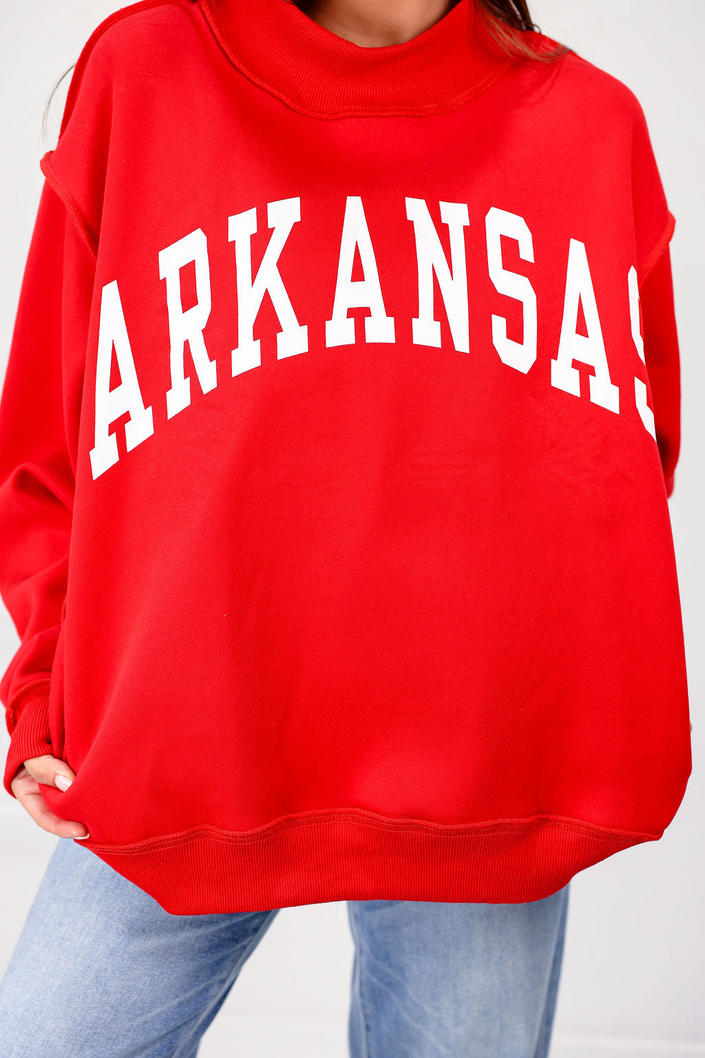 Reversible Arkansas/AR Mock Neck Sweatshirt Red