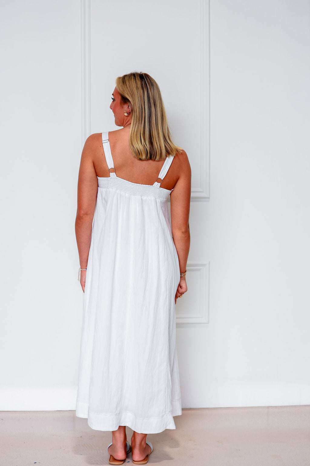 Solid White Stitch Maxi Dress