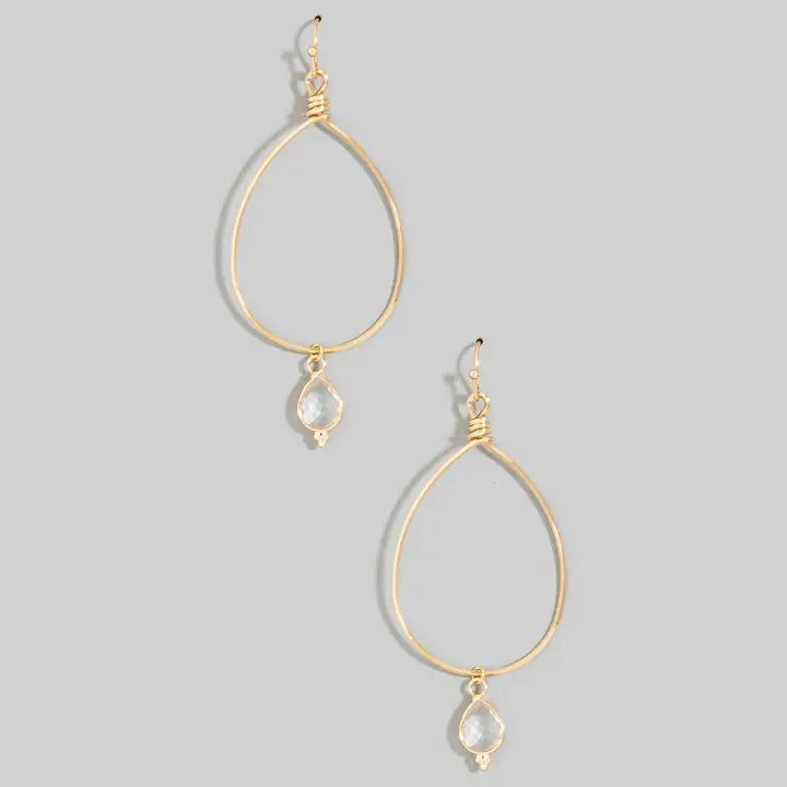 Teardrop Stone Earrings Clear