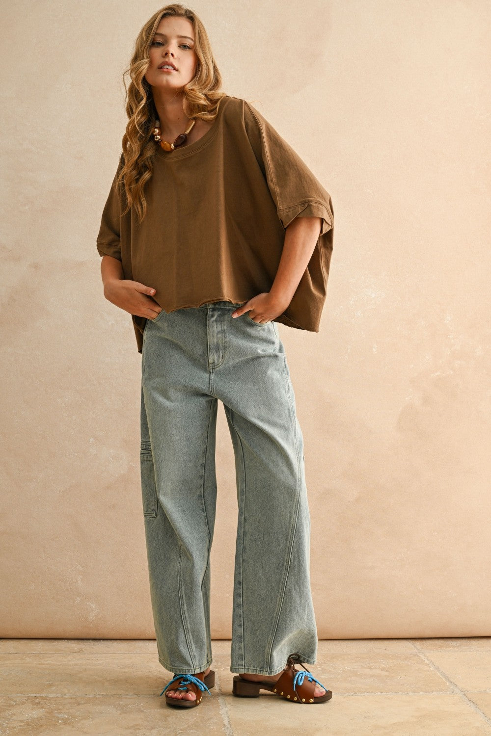 Oversized Relaxed Fit Top Brown - Clothe Boutique