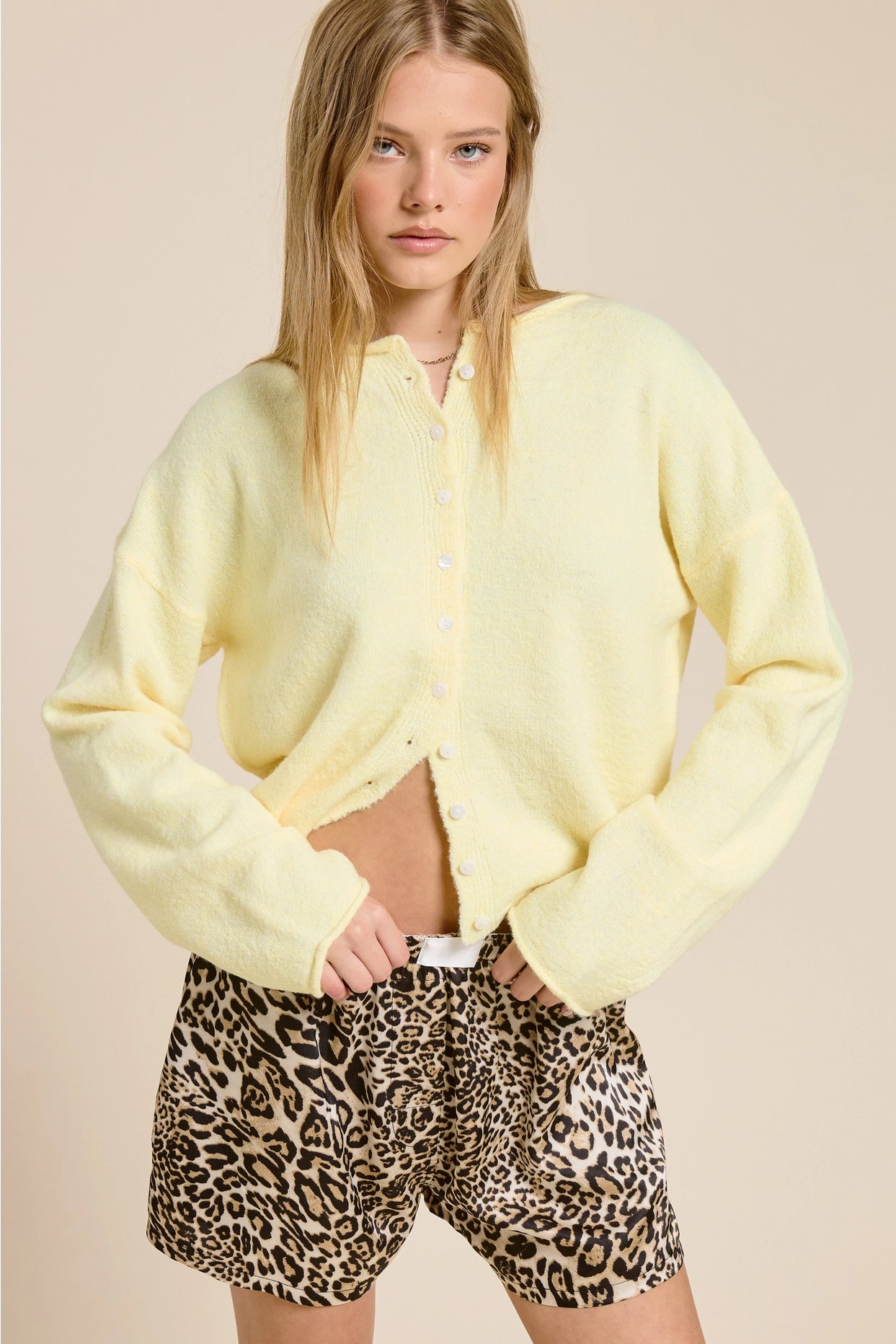 Essential Button Down Cardigan Butter - Clothe Boutique