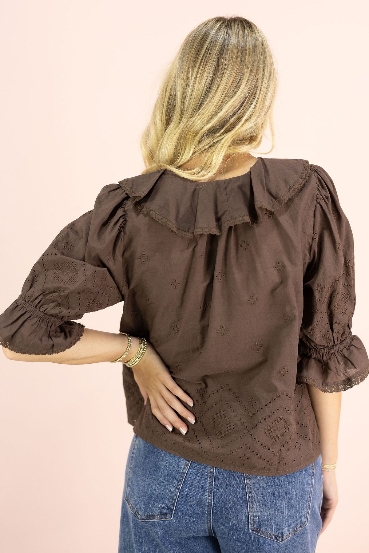 Juliette Ruffle Top Brown