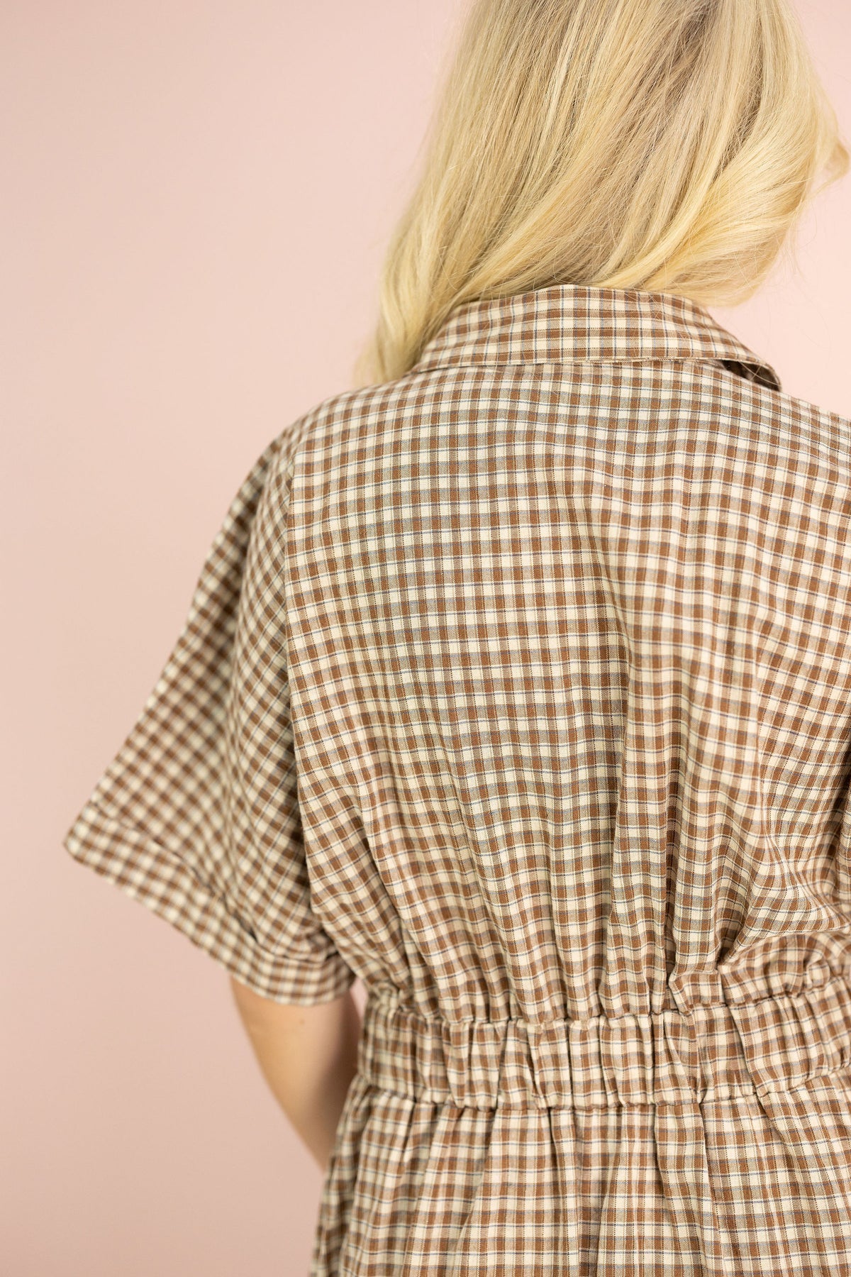 Brown Gingham Button Down Maxi Dress - Clothe Boutique