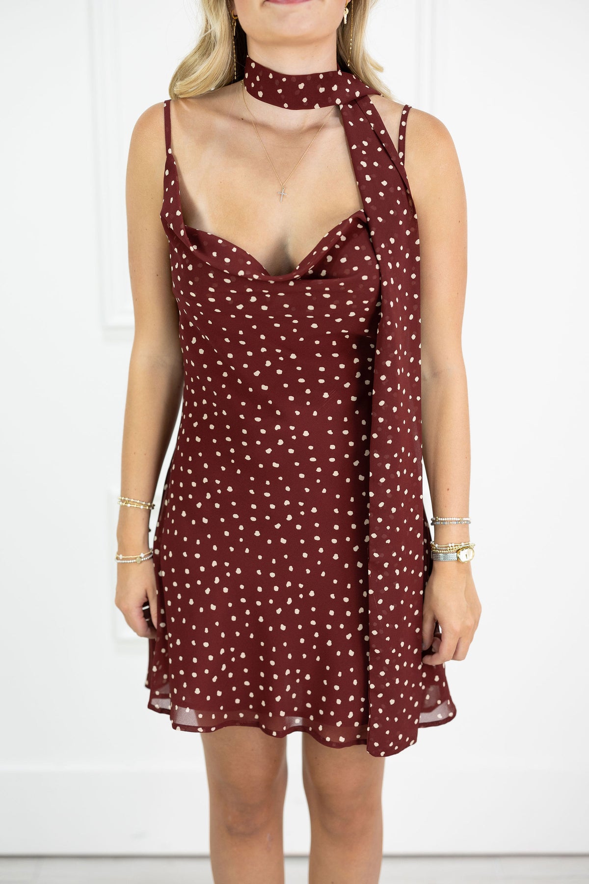 Morgs Polka Dot Dress w/ Scarf