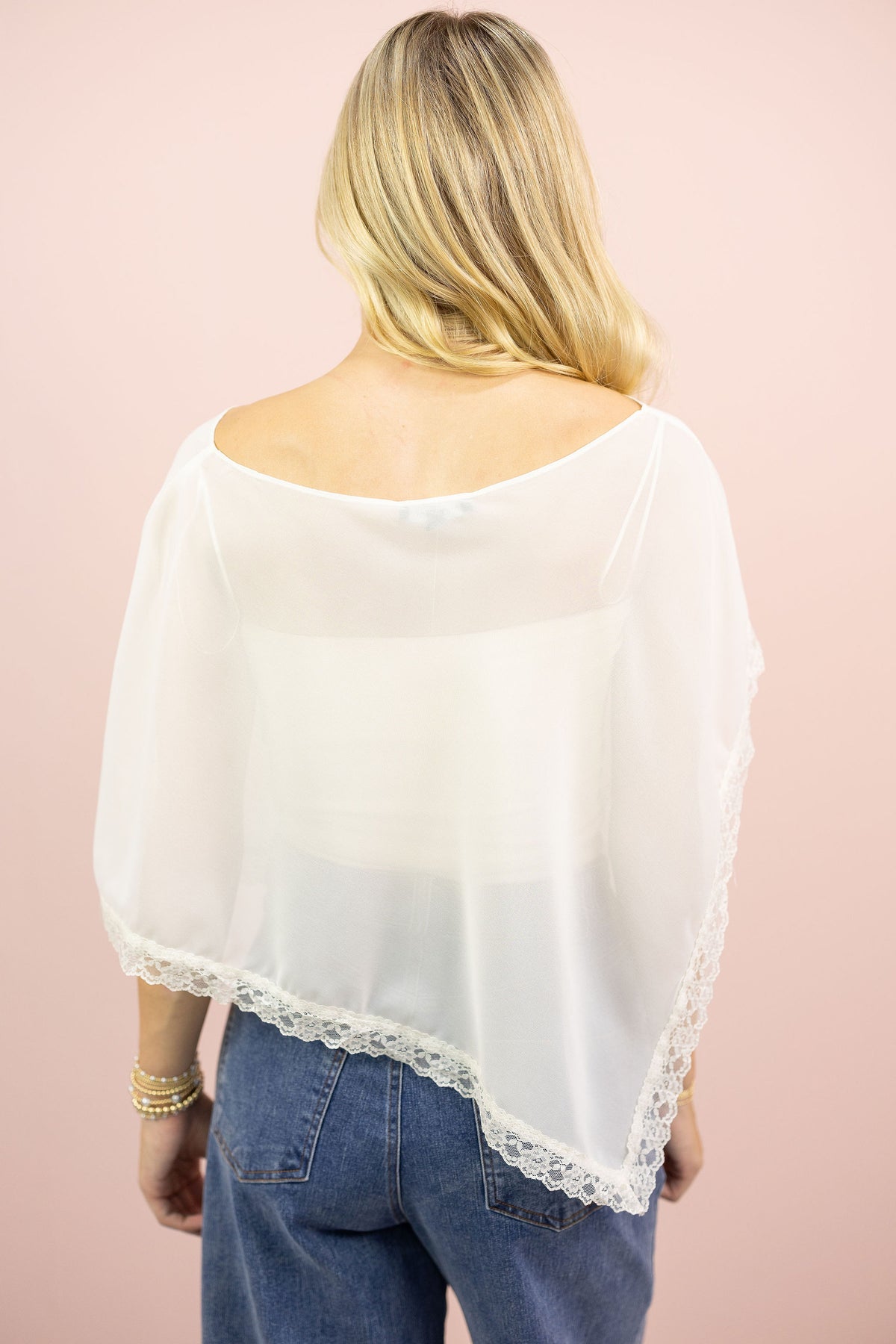 Ivory Sheer Poncho Top