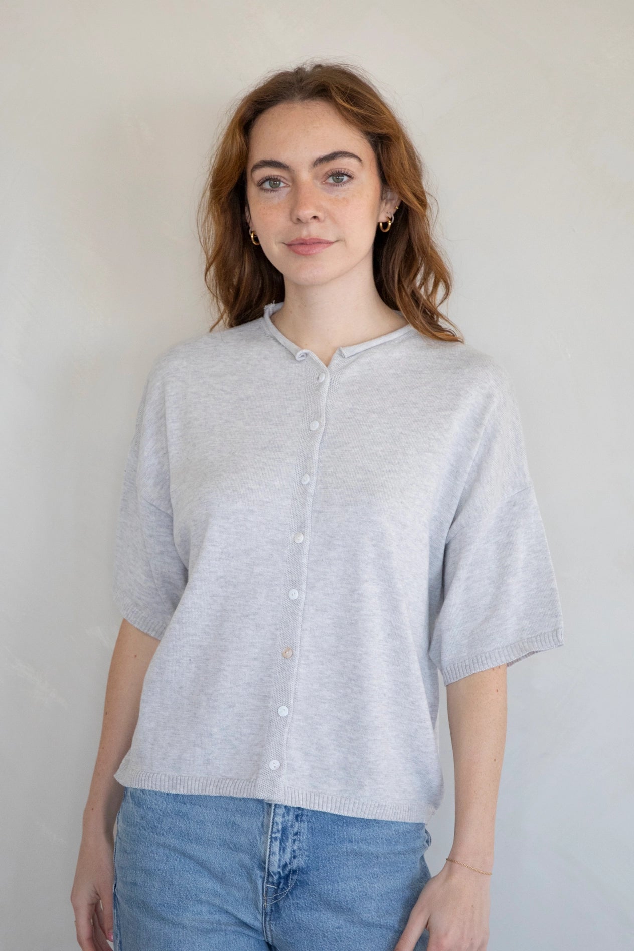 Short Sleeve Cardi Heather Grey - Clothe Boutique
