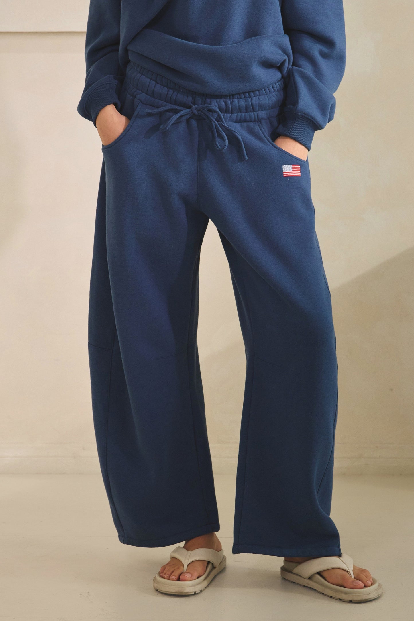 US Flag Relaxed Fit Sweatpants Navy - Clothe Boutique