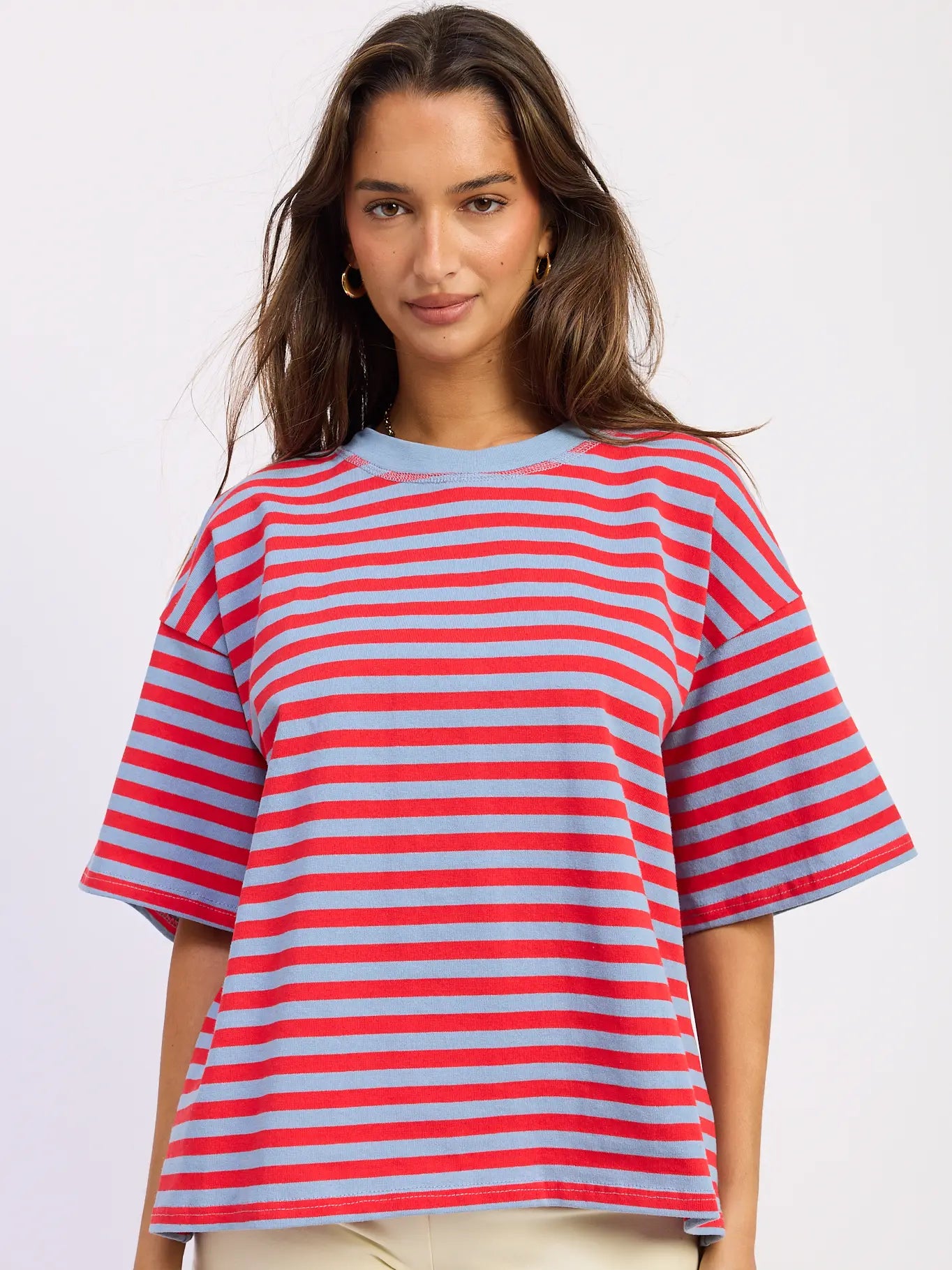 Short Sleeve Stripe T-shirt Red/Blue