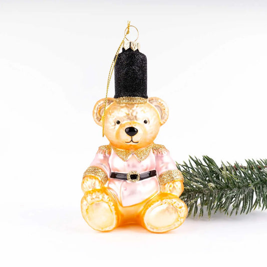 Pink Bear Glass Ornament