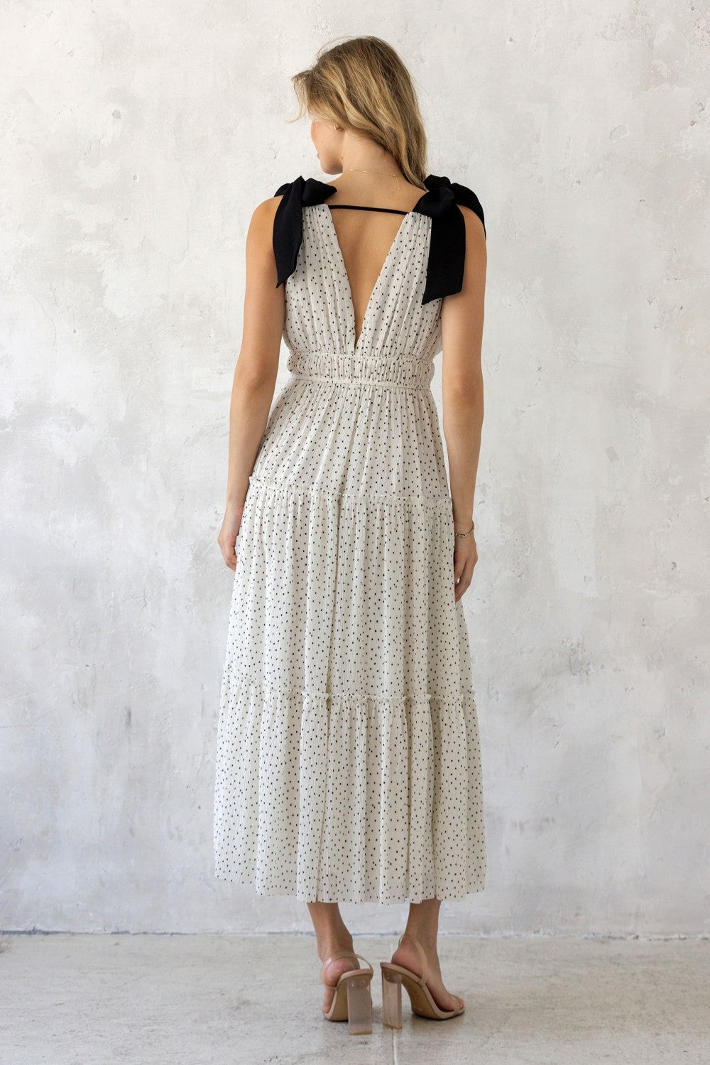 Polka Dot Chiffon Maxi Dress