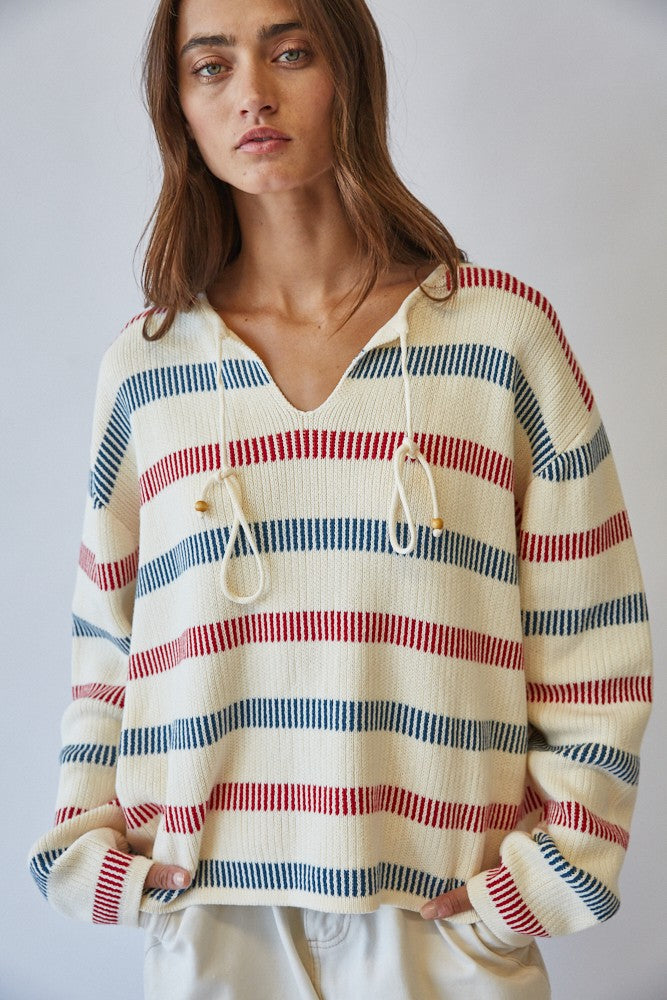 Weekend Stripe Knit Hoodie - Clothe Boutique