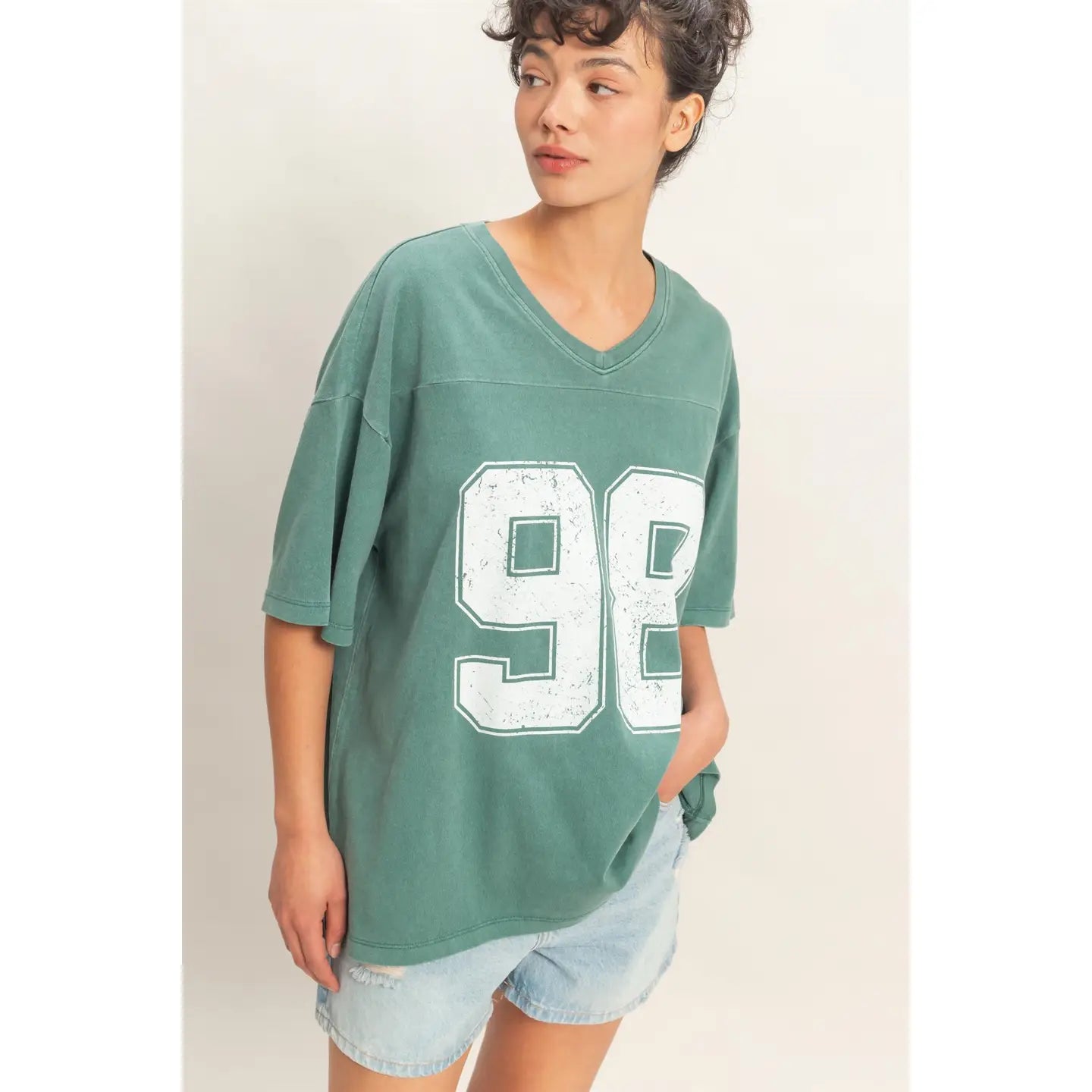Varsity V-neck T-shirt Green