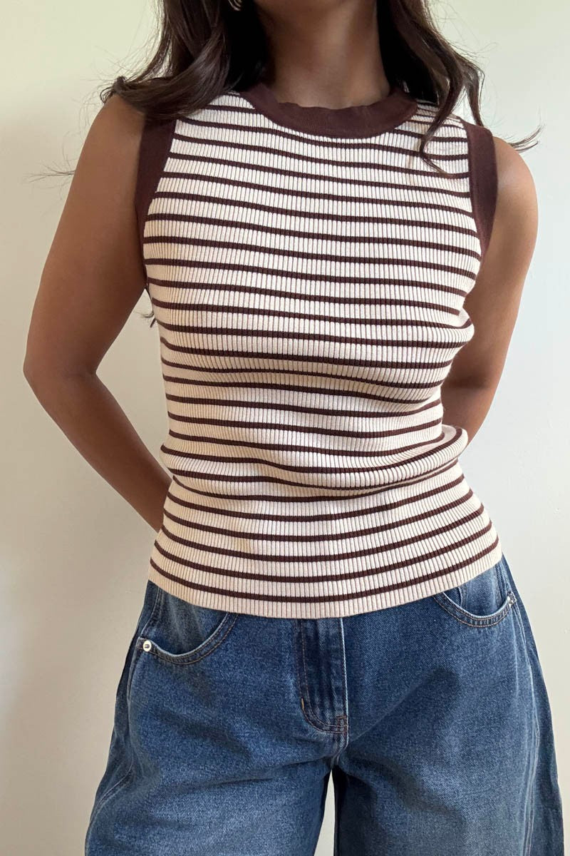 Brown Stripe Tank Top