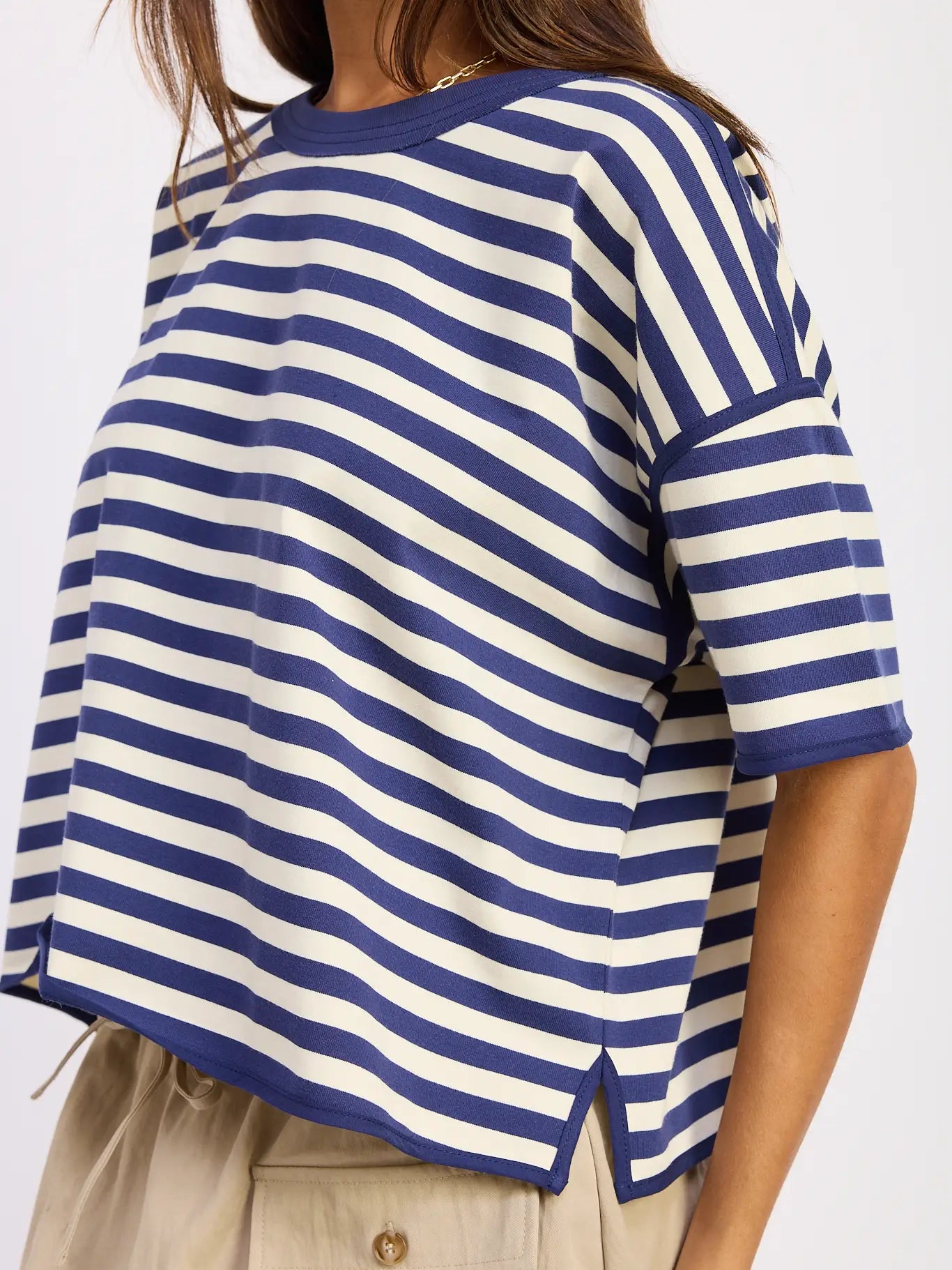 Boxy Stripe T-shirt Navy/White