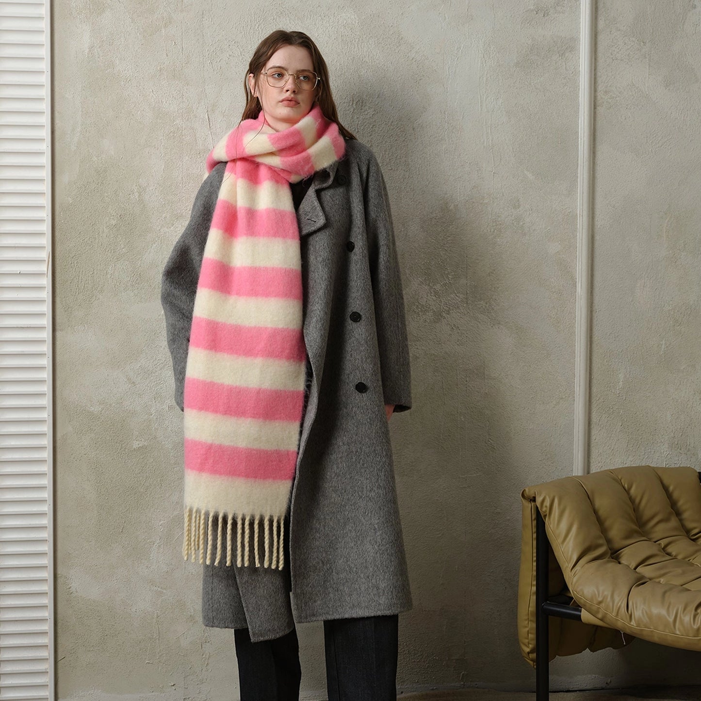 Pink Stripe Blanket Scarf