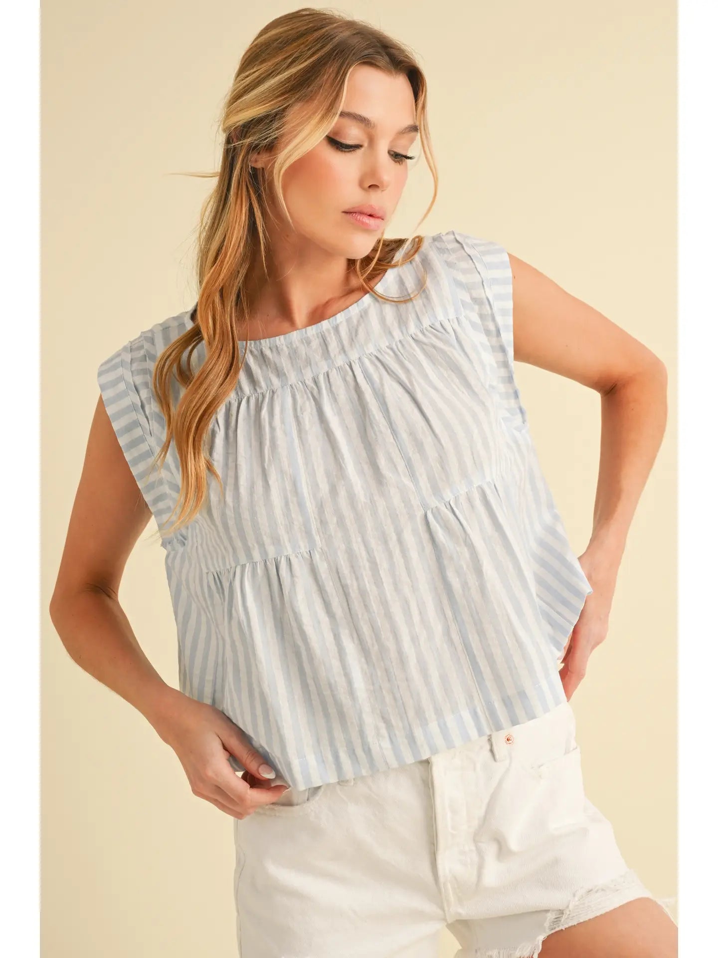 Cait Stripe Top Blue