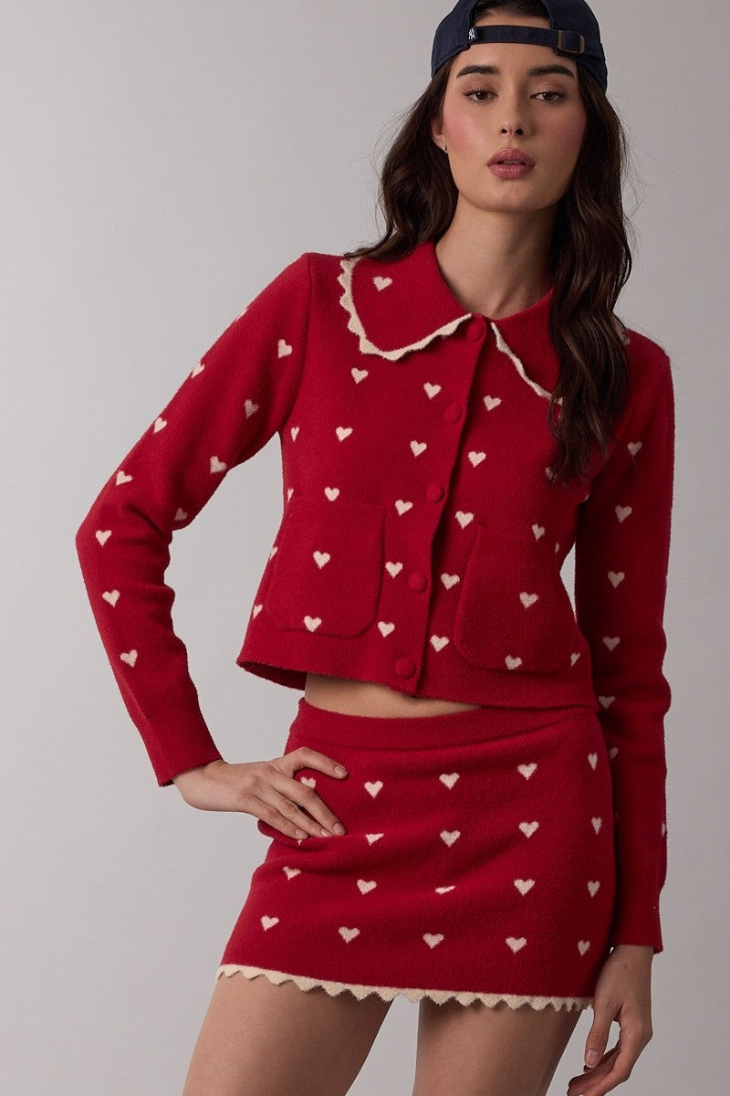 Heart Scallop Collared Sweater - Clothe Boutique