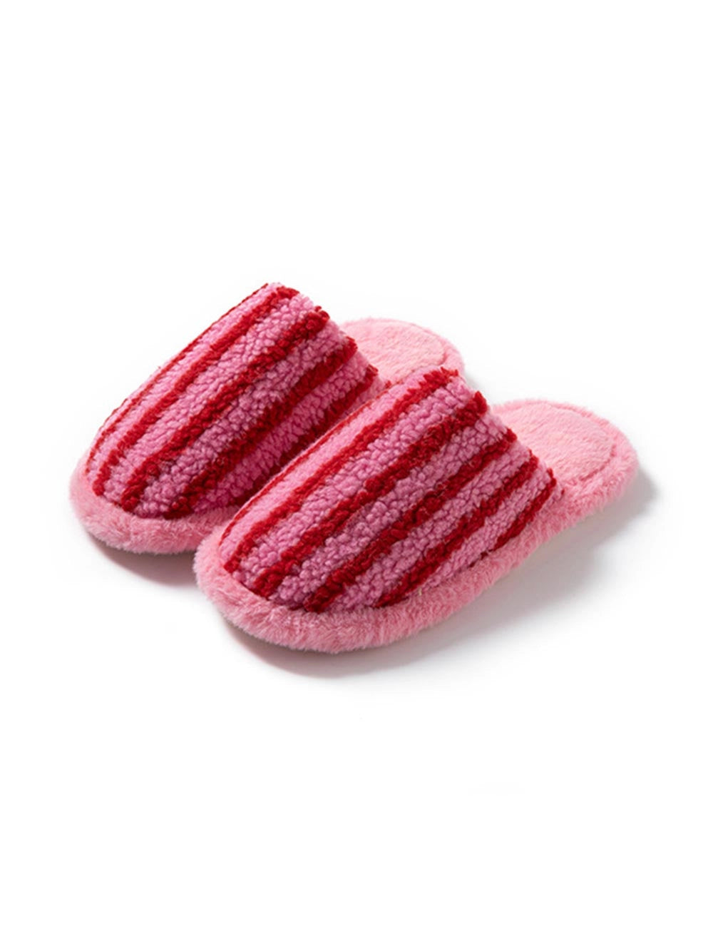 Plush Stripe Slippers Rose/Pink