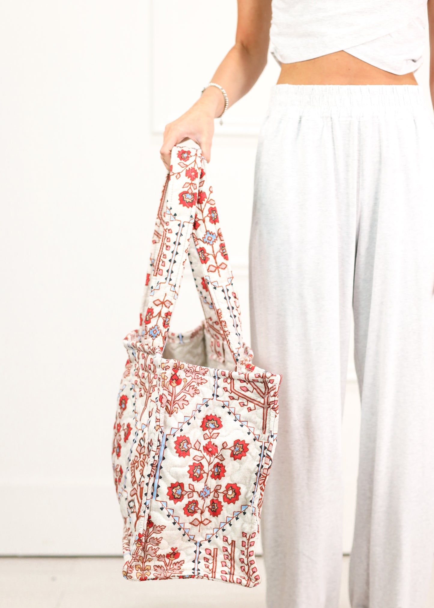 Tavi Sand Patchwork Quilted Tote Bag