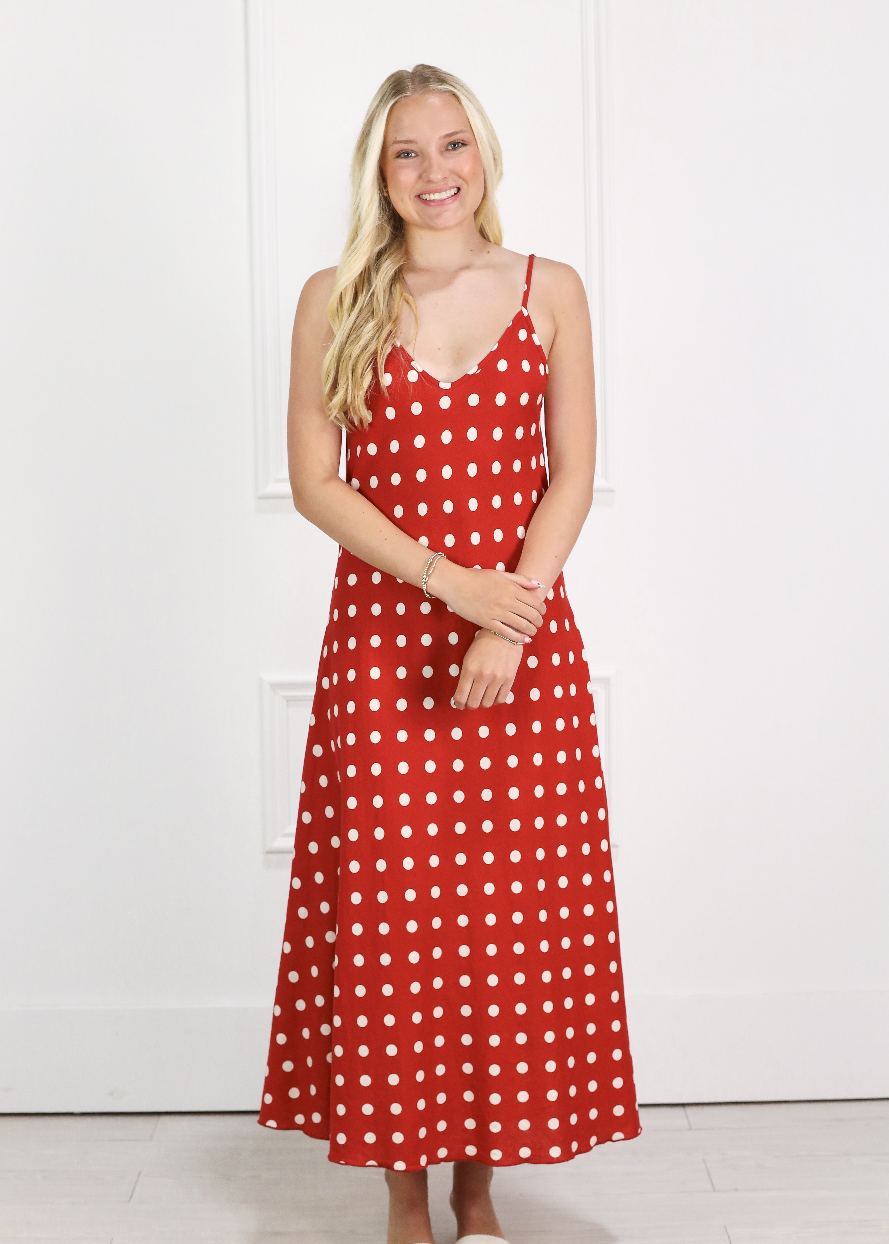 Red Polka Dot Maxi Dress