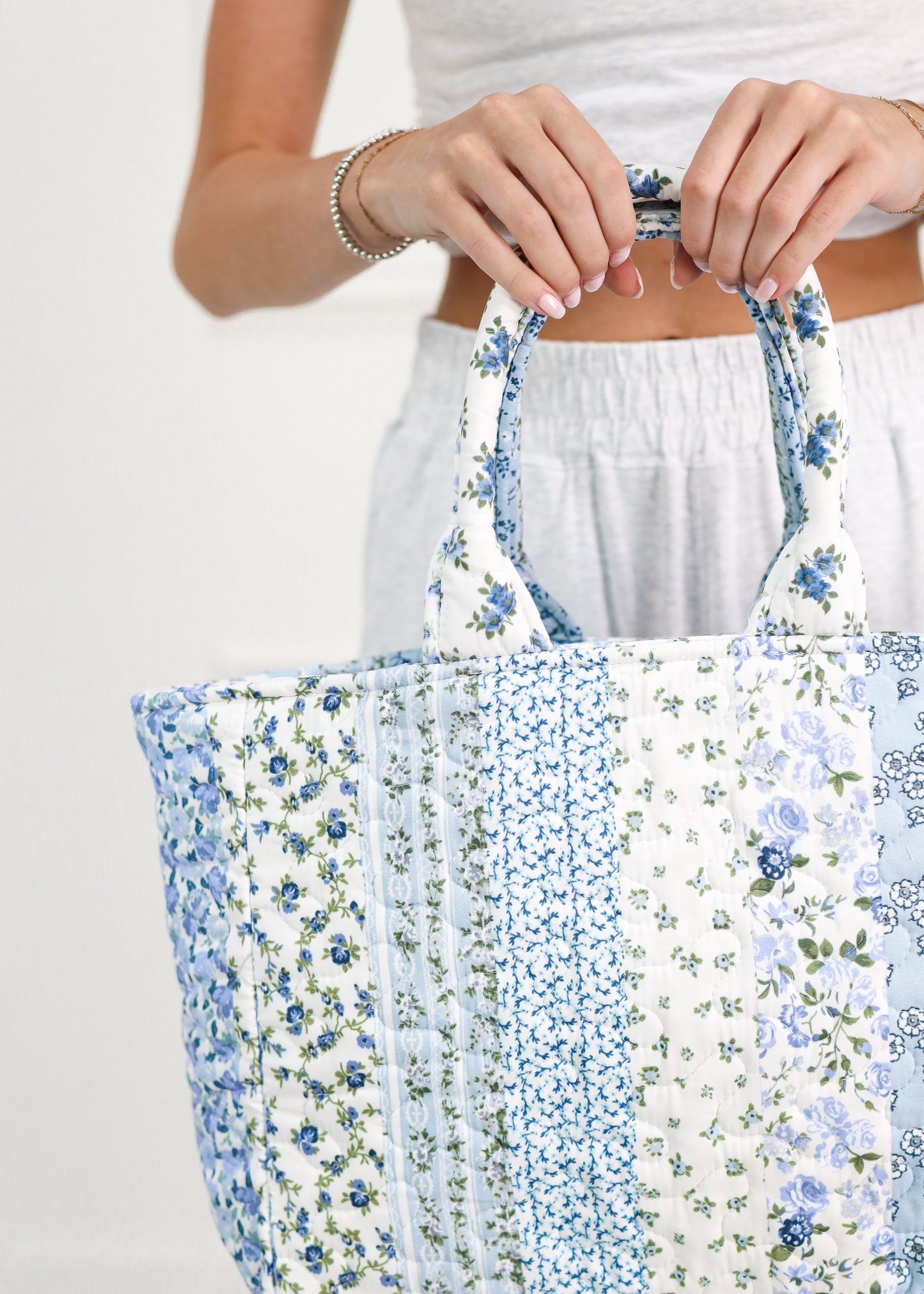 Paige Patchwork Blue Quilted Handbag