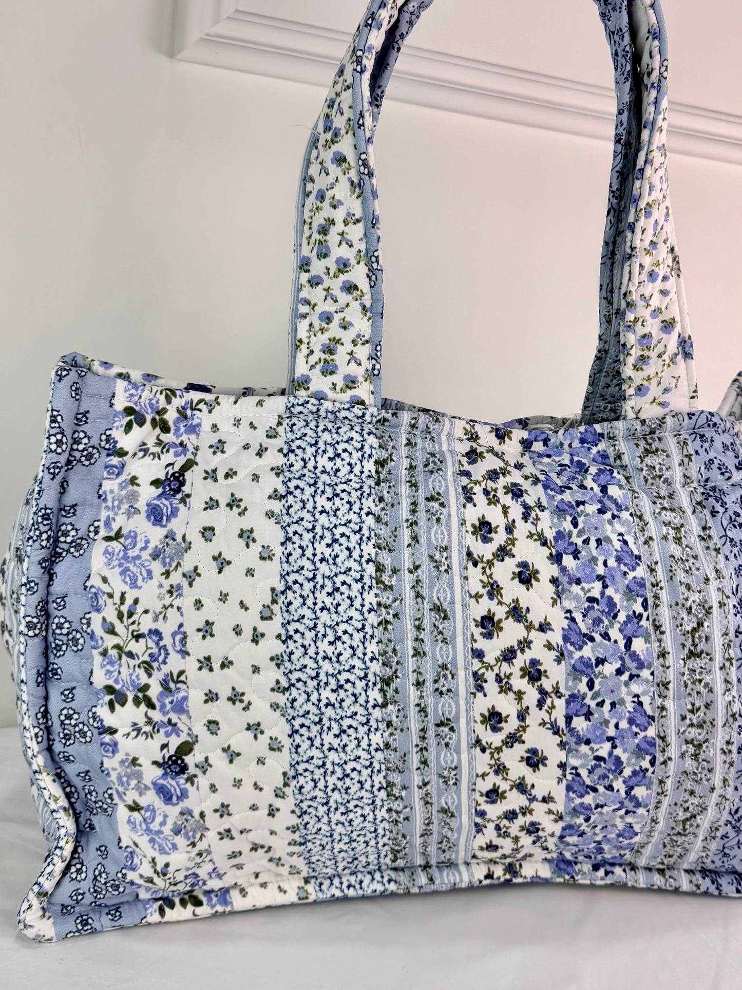 Blue Paige Patchwork Quilted Tote Bag