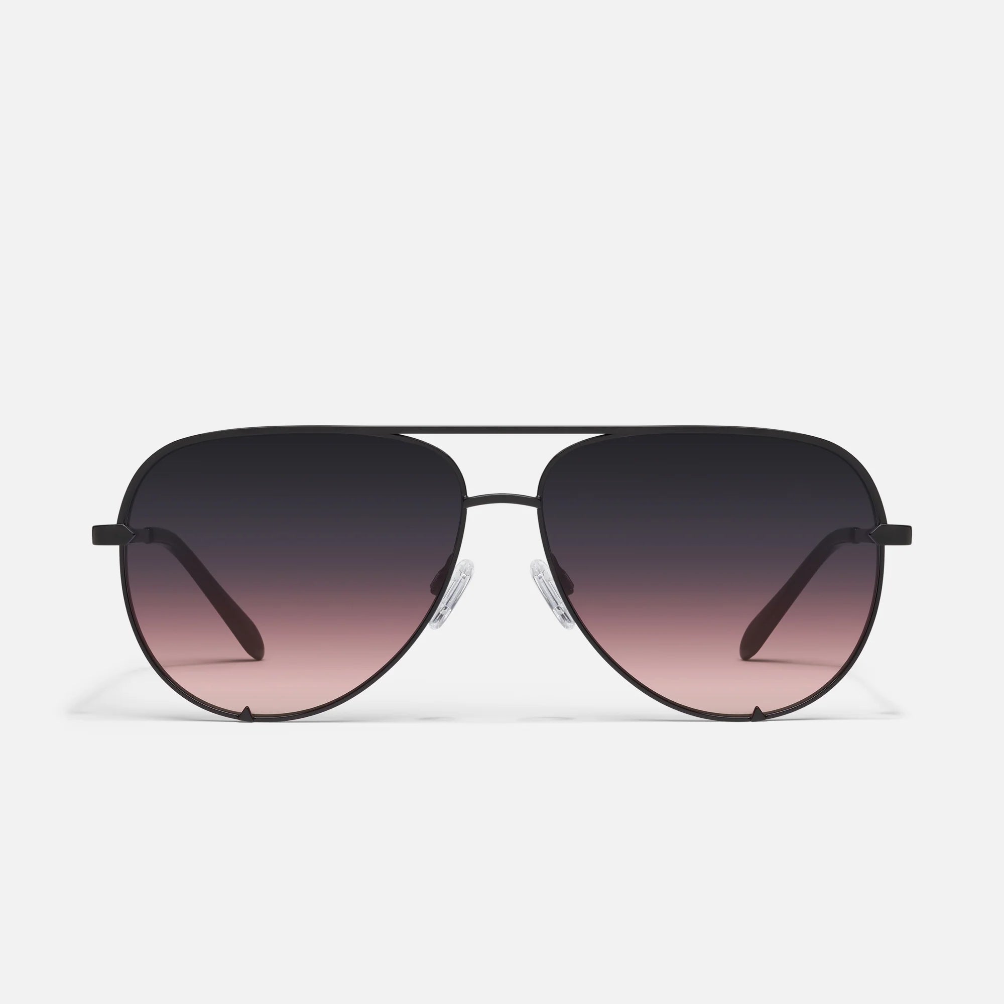 Quay Australia High Key aviator sunglasses black with Purple Gradient lenses Quay High Key Oversized Black Aviator Sunglasses w Gradient  main image 4