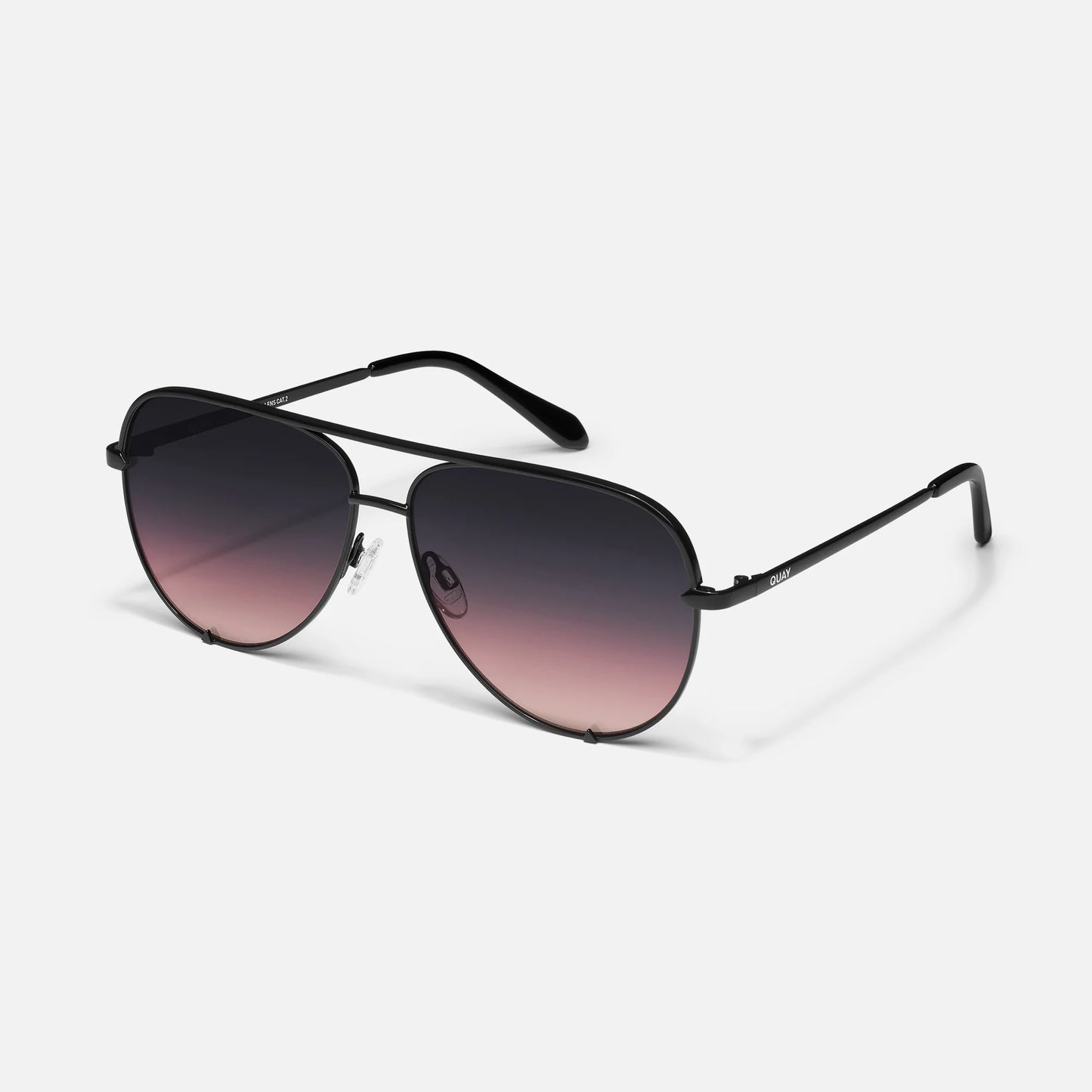 High Key Extra Large Quay Sunglasses - Black/Black Plum
