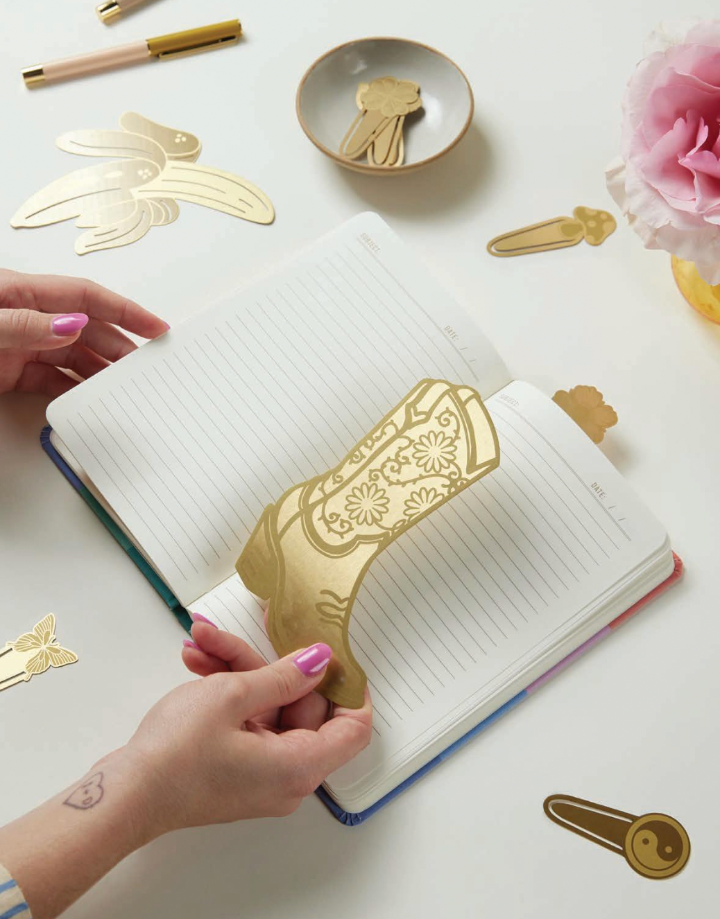 Cowgirl Boot Brass Bookmark