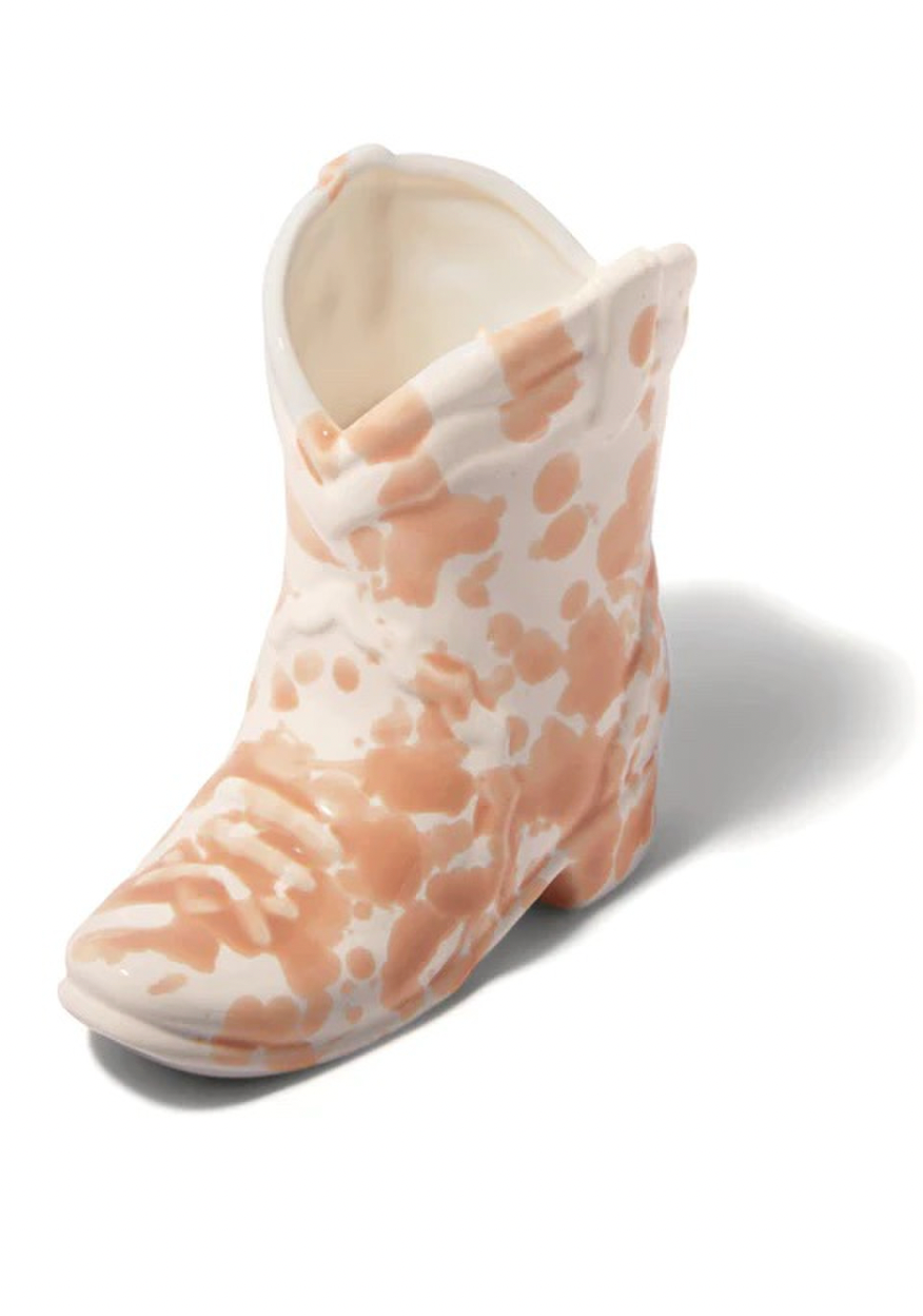 Splatter Cowboy Boot Candle Cactus Flower