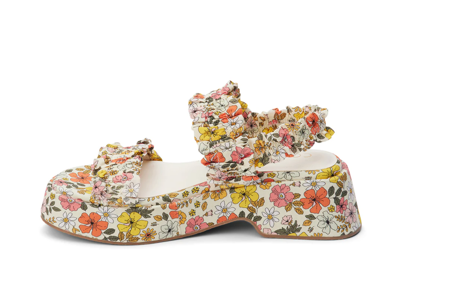 Matisse Jean White Floral Platforms