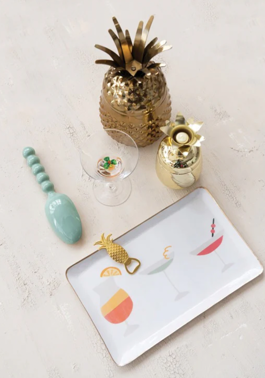 Cocktail Glasses Metal Tray