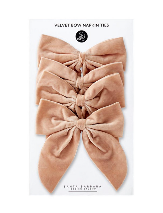 Velvet Bow Napkin Ties Blush