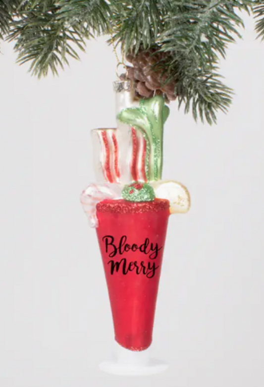 Bloody "Merry" Glass Ornament