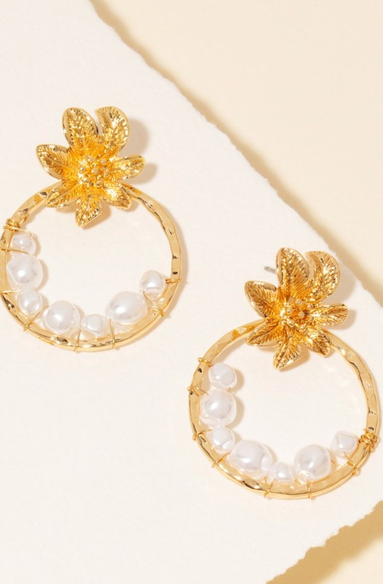 Flower & Pearl Loop Studs