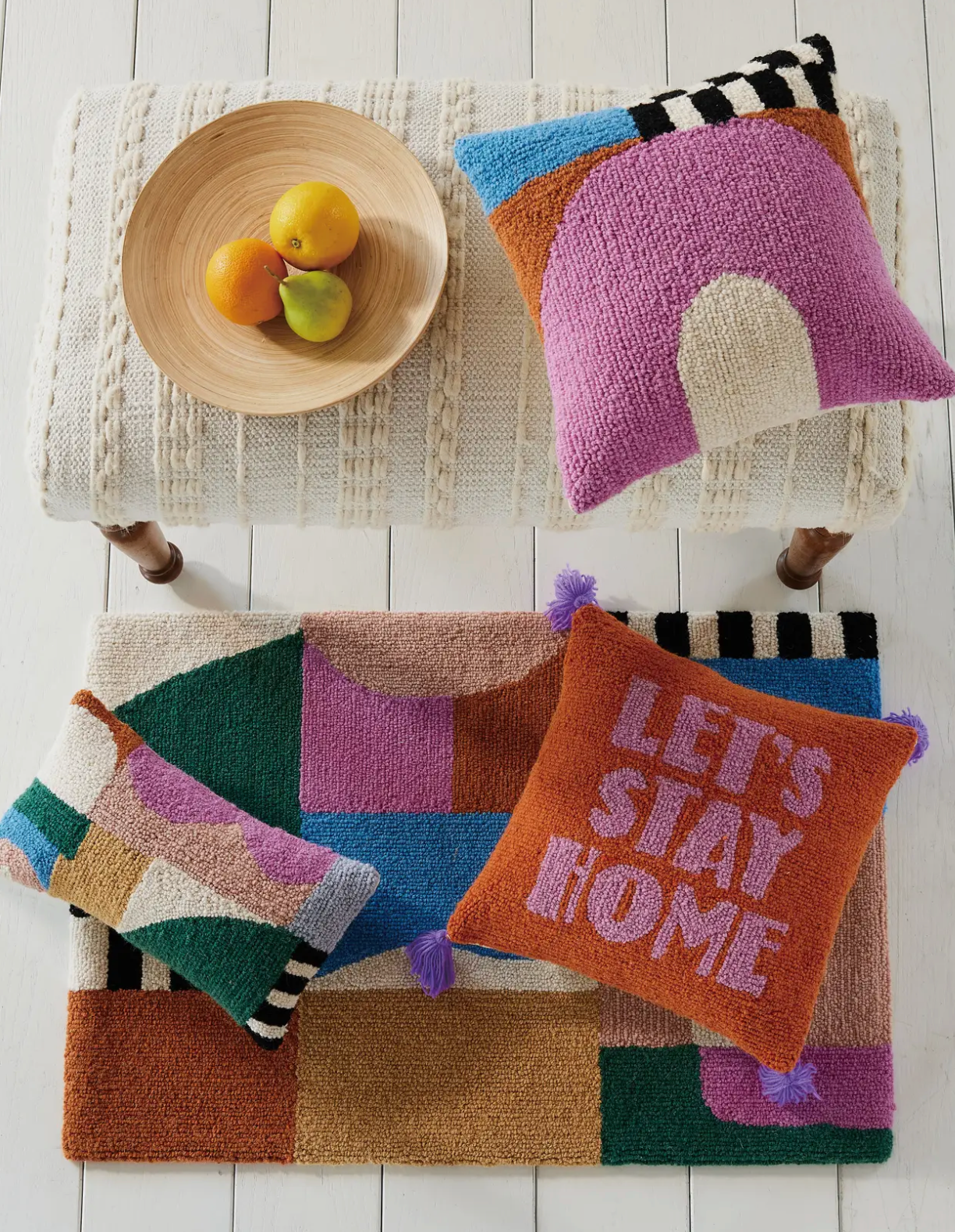 Let's Stay Home Tassel Pillow