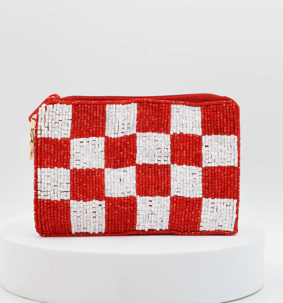 Red & White Checker Keychain Pouch