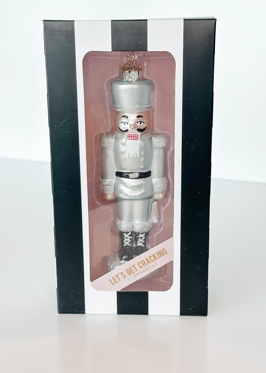 Blue Nutcracker Glass Ornament