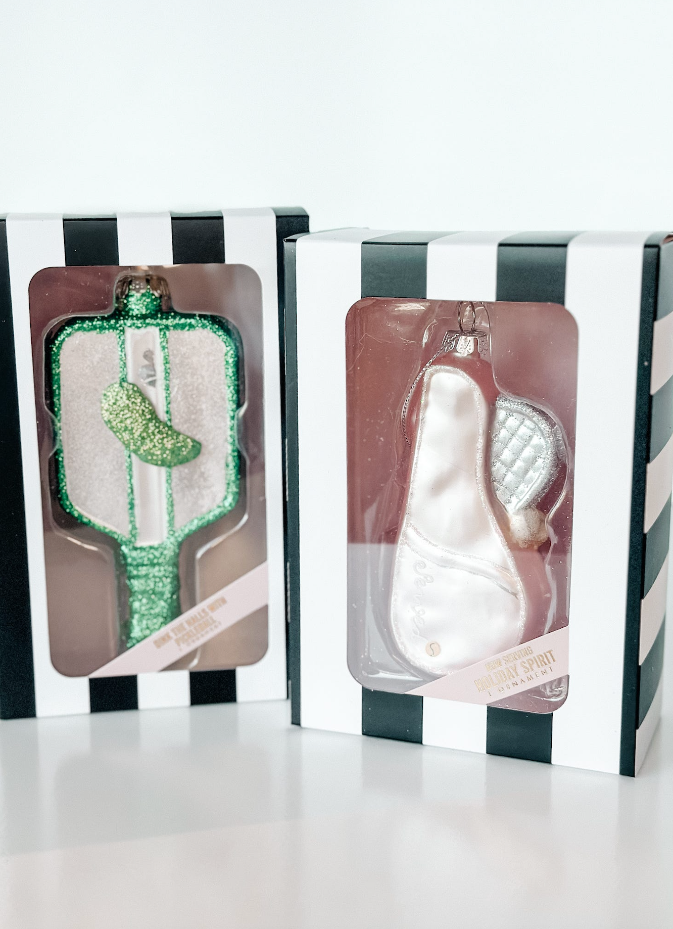 Pickle Ball Glass Ornament