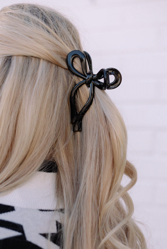 Plastic Hair Bow Claw Black