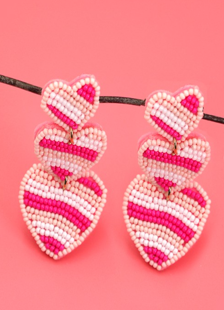 Heart Seed Bead Earrings