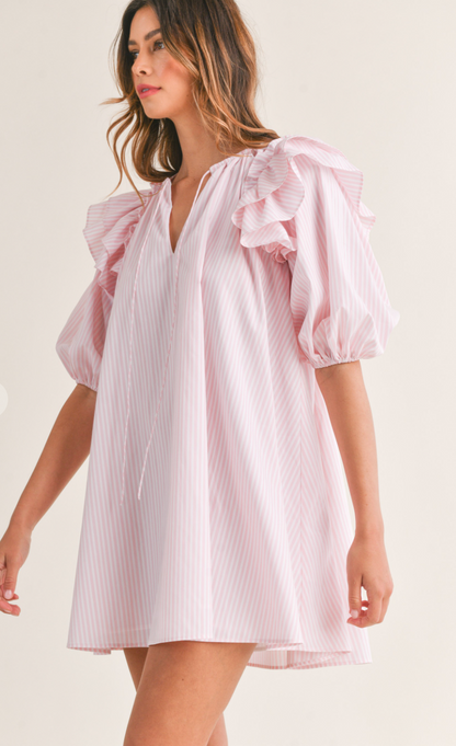 East Coast Stripe Dress Pink